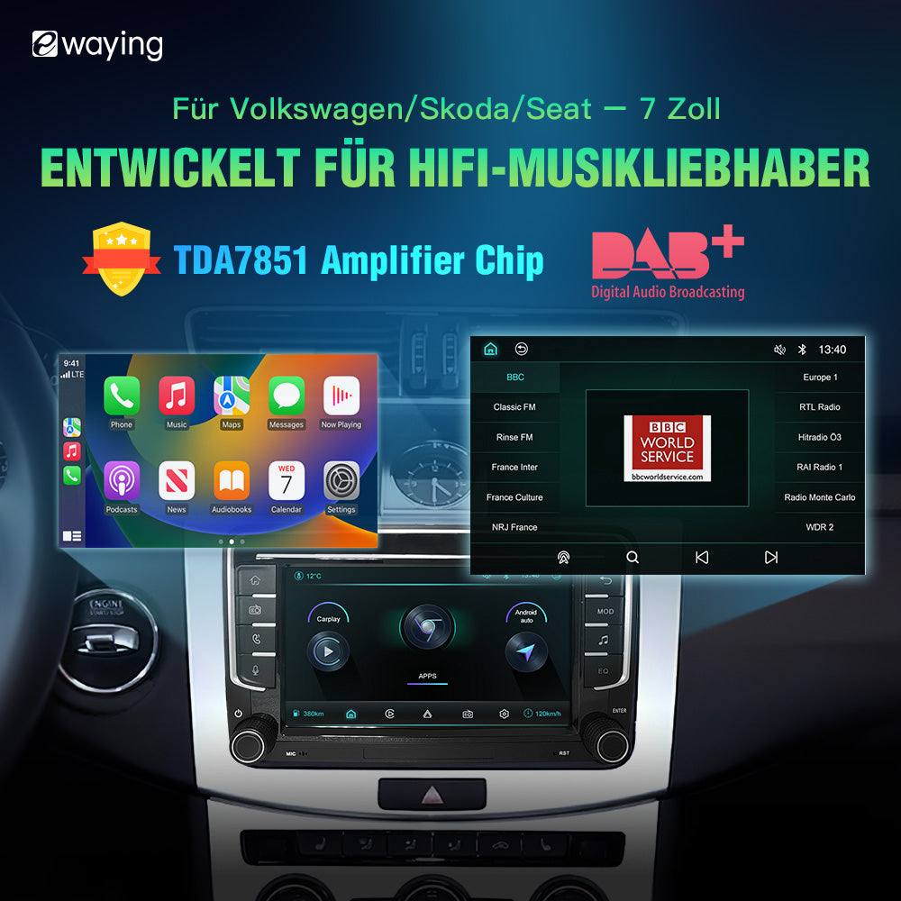 Drahtloses CarPlay-Bildschirm 7" IPS Bildschirm für VW Volkswagen POLO GOLF 6 PASSAT CC JETTA TIGUAN TOURAN Auto DVD Player