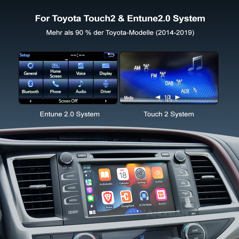Kabelloses CarPlay für TOYOTA Touch 2 2014-2019 Highlander Tundra CHR RAV4 Tacoma Land Cruiser Prado Auris Avalon Android Auto - Ewaying DEUTSCHLAND