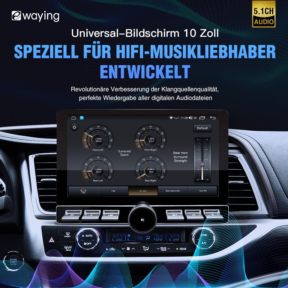10-Zoll-Autoradio-Radio Android 4G + 64G Universal Double Din mit kabellosem Apple Carplay Android Auto In-Dash-GPS-Einheit Bluetooth-Multimedia-Player