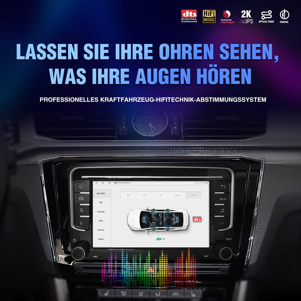7 Zoll Android 13 Navigation DTS Pure Digital DSP Verstärker-Upgrade für Volkswagen POLO GOLF PASSAT B6 SEAT Leon Skoda Integriertes kabelloses Carplay und Android Auto