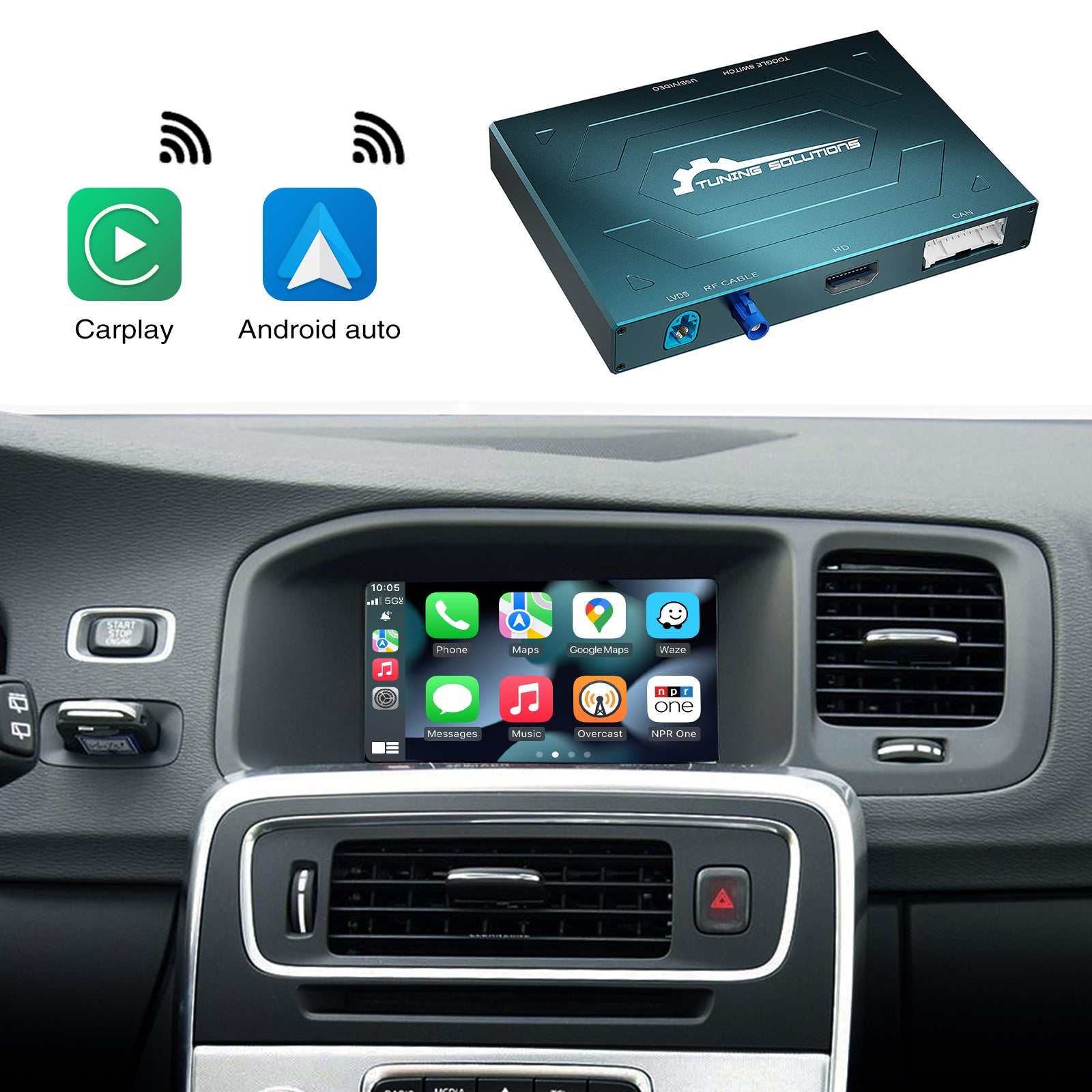 Kabellos CarPlay Android Auto MMI Prime Retrofit für 2014-2019 Volvo V60/S60/XC60/V40 Airplay Upgrade Interface Box
