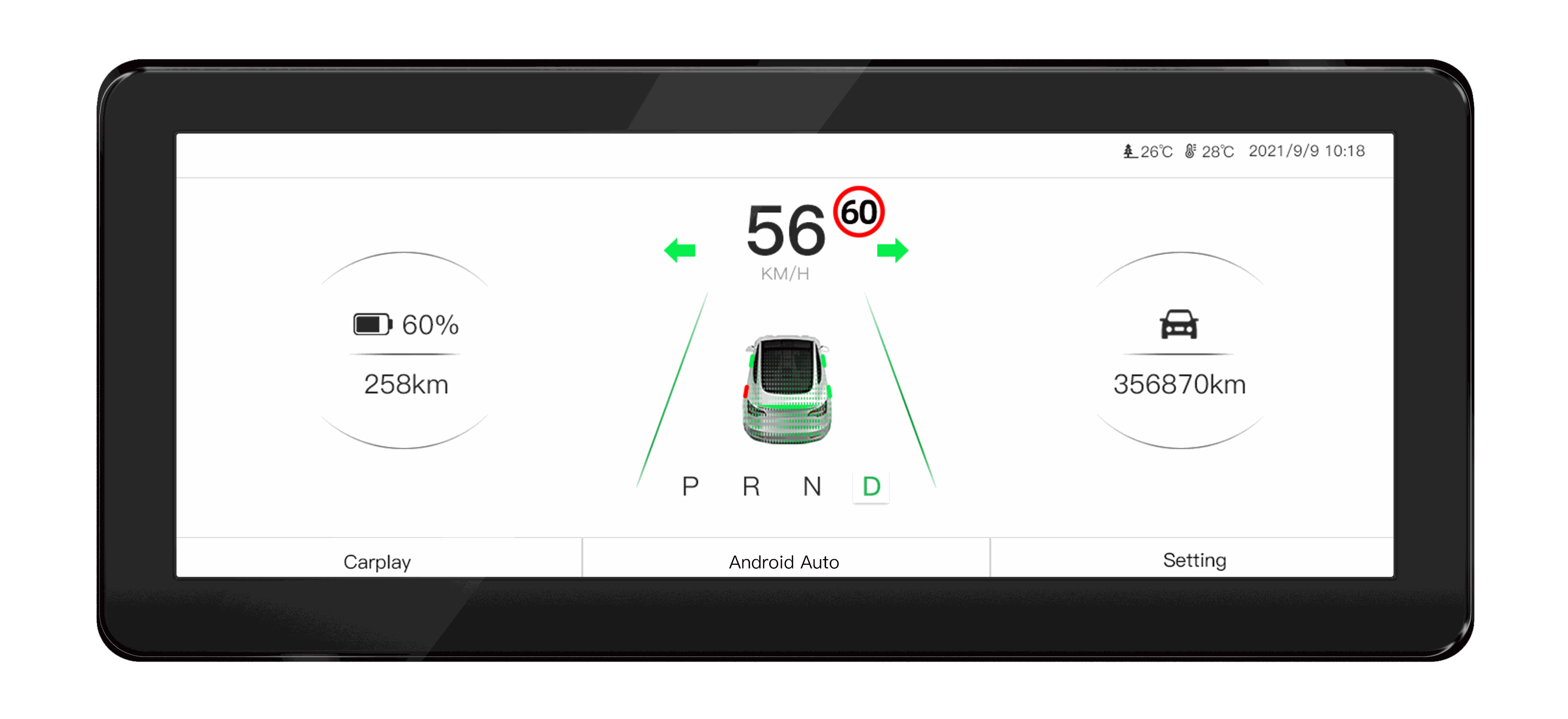 8,8 Zoll Wireless Carplay LCD Armaturenbrett Auto Kombiinstrument für Tesla Modell 3/Y Multifunktions Auto Digitaler Tachometer.