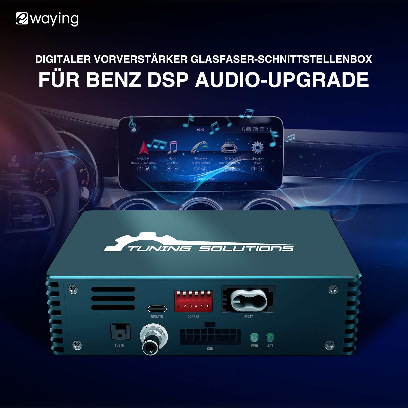 Glasfaser-Vorverstärker-Audio-Upgrade-Schnittstelle für Mercedes-Benz 2013–2019 mit MOST25 MOST150 und Mercedes-Benz 2020 und später mit EMOST