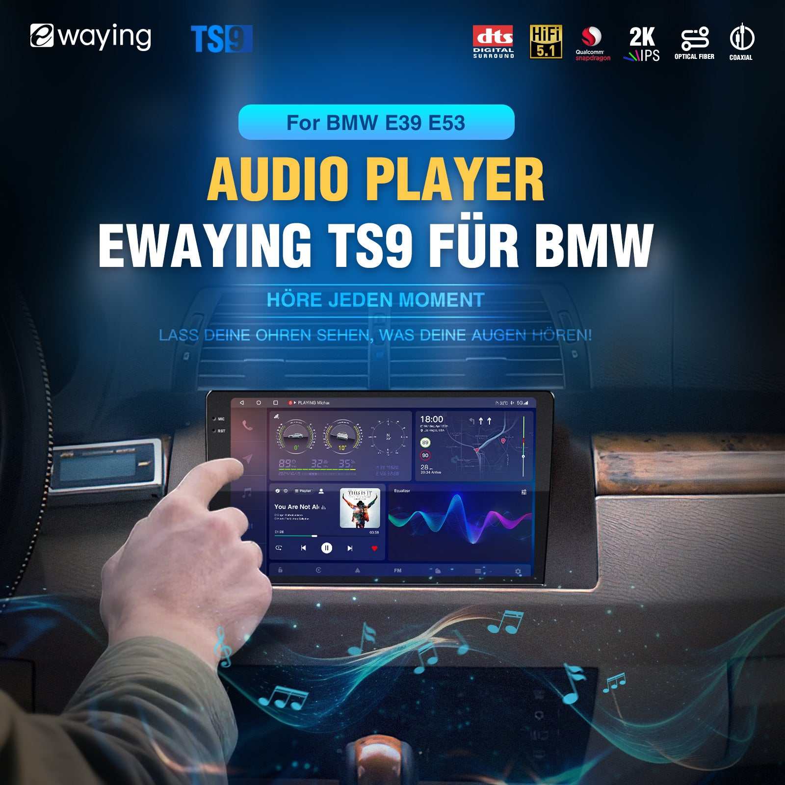 Autoradio Android pour BMW Série 5 E39 1995-2003 E53 CarPlay sans fil Android Auto Qualcomm 8 cœurs