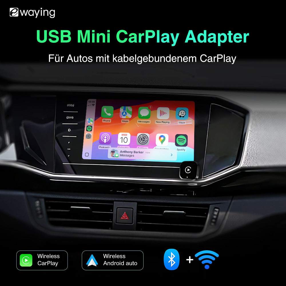 2-in-1 Neuer Android Auto Wireless CarPlay USB Mini Adapter Dongle Smart Box Upgrade mit Bluetooth 5 für Volvo Benz MG Kia Chery VW Touareg Toyota Hyundai