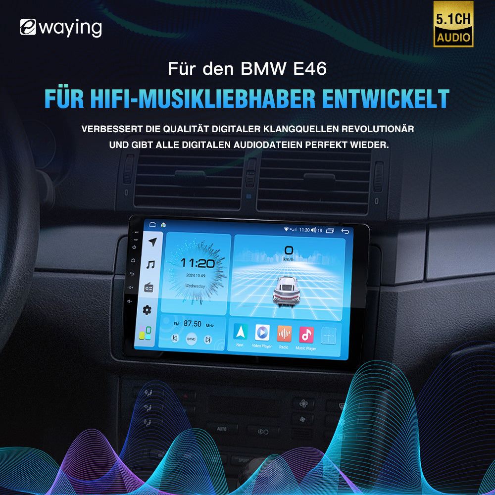 Android 14 Wireless CarPlay Android Auto für BMW E46 325i M3 Limousine Autoradio-Tuning-Player