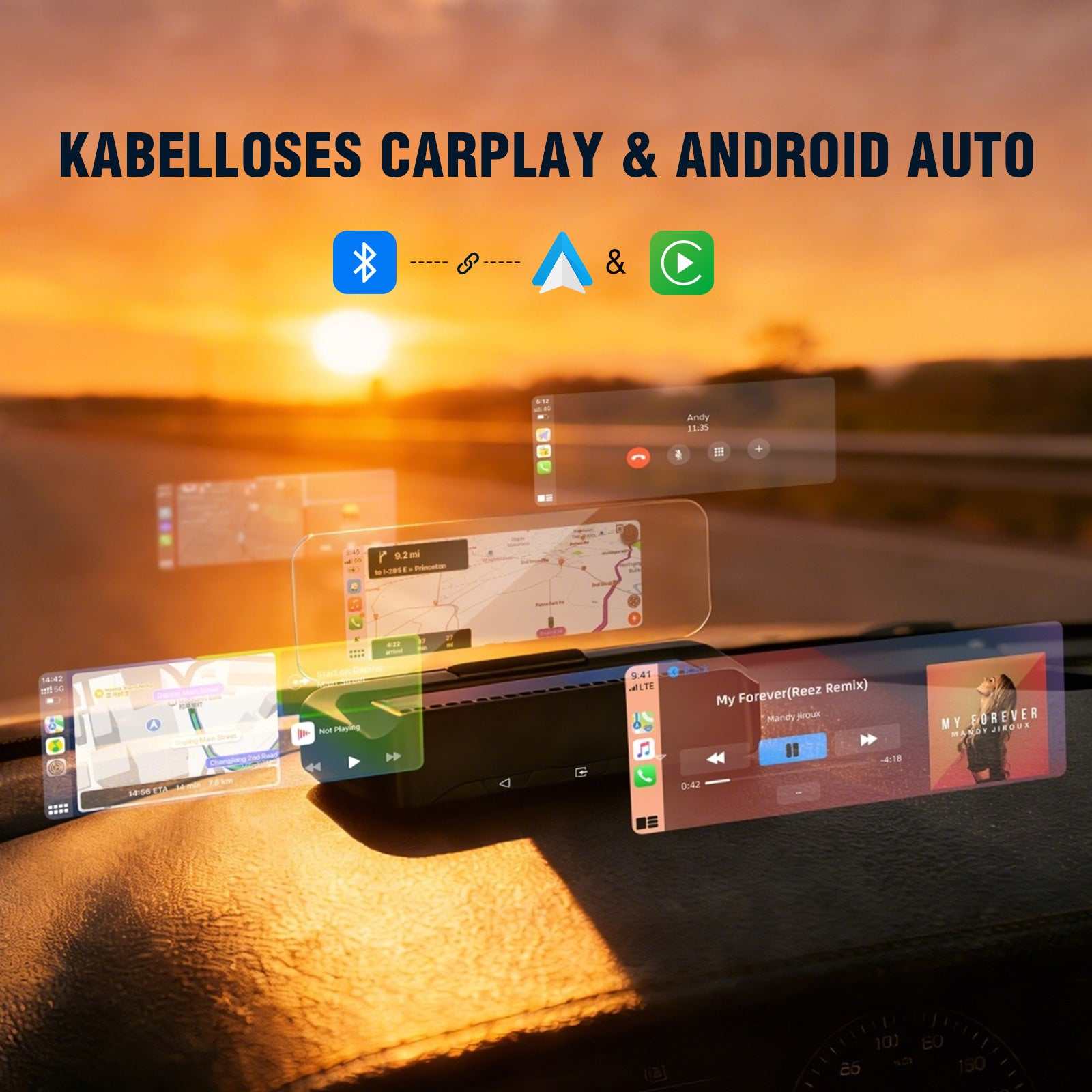VIVIHUD V3 SE Head-up Display Kabelloses CarPlay Und Android Auto Hochauflösende Projektionsnavigation Bluetooth Musiksteuerung