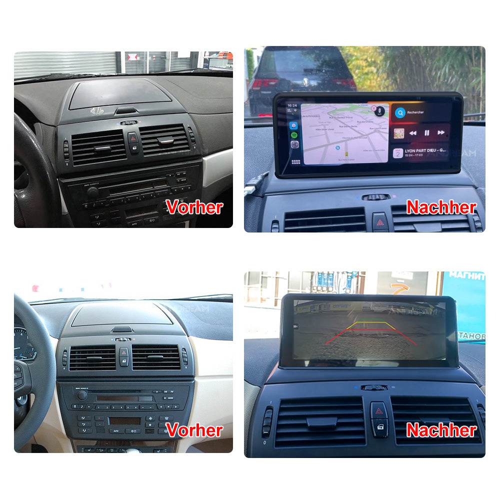 Drahtloses Apple CarPlay für BMW X3 E83 Android Auto ohne Android System 10,25 Zoll Bildschirm.