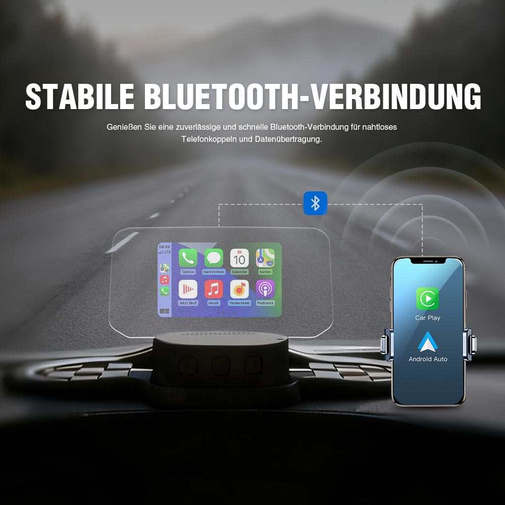 VIVIHUD Wireless CarPlay Android Auto V5 Ultra HUD Für Auto Head-Up Display Mit OBD Dashboard Im Fahrzeug Bluetooth GPS Navigation Geschwindigkeit
