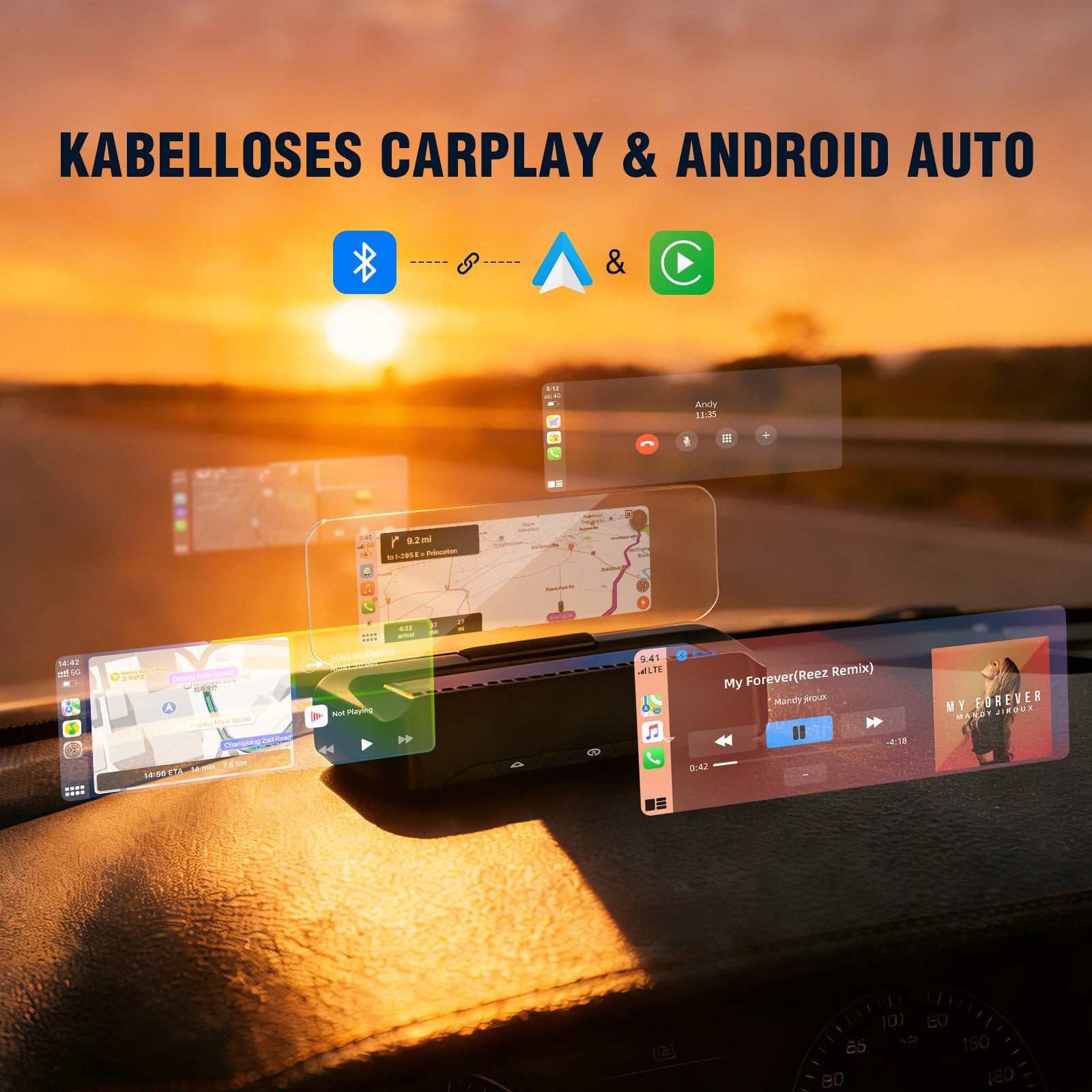 VIVIHUD V3 SE Head-up Display Kabelloses CarPlay Und Android Auto Hochauflösende Projektionsnavigation Bluetooth Musiksteuerung