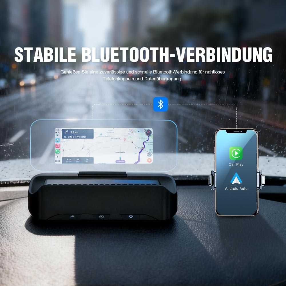 VIVIHUD V3 SE Head-up Display Kabelloses CarPlay Und Android Auto Hochauflösende Projektionsnavigation Bluetooth Musiksteuerung