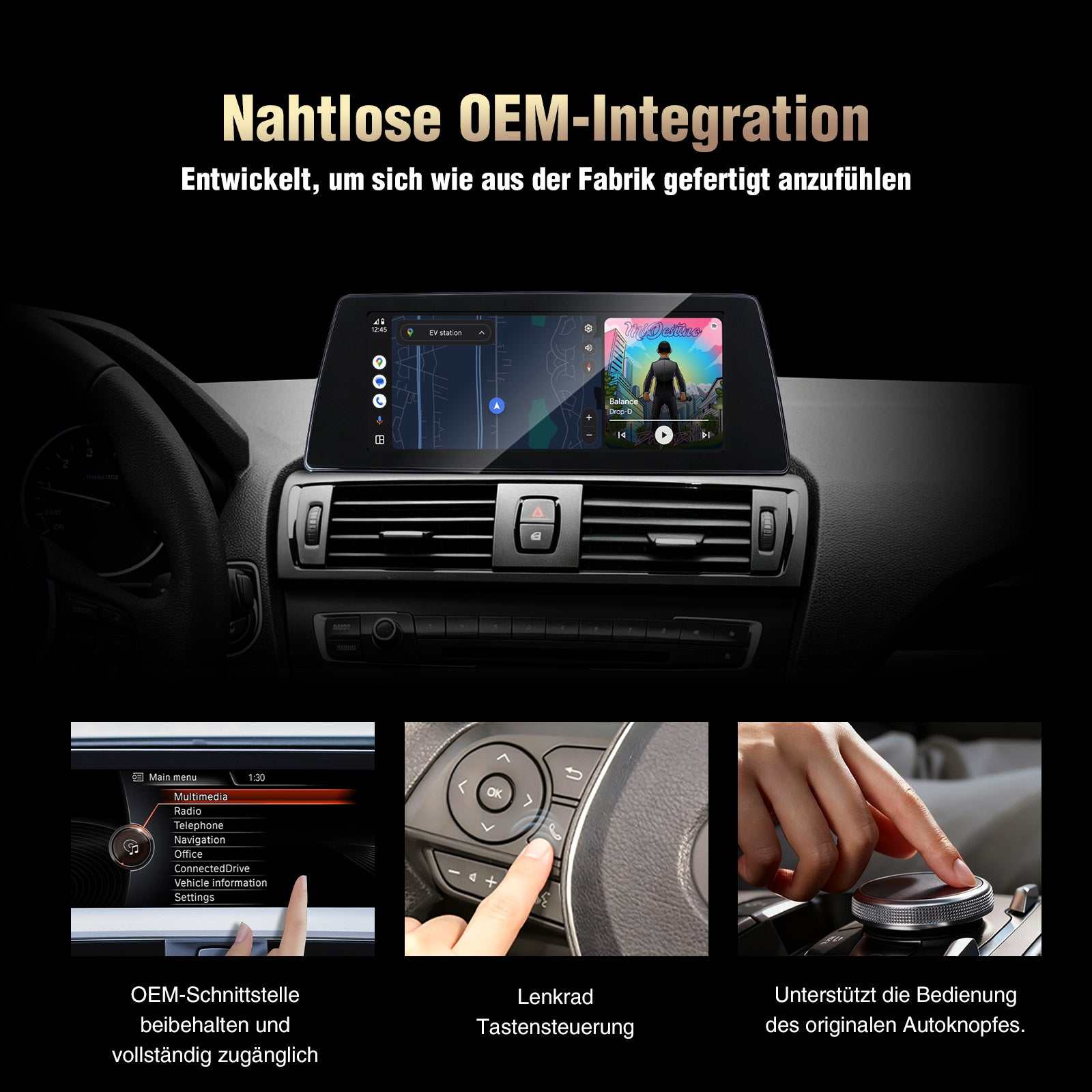 Drahtloses Apple CarPlay F20 F21 F22 Android Auto für BMW 1 2er 8,8 Zoll IPS HD-Bildschirm OEM Integration Und Originaler Fahrzeug Bluetooth