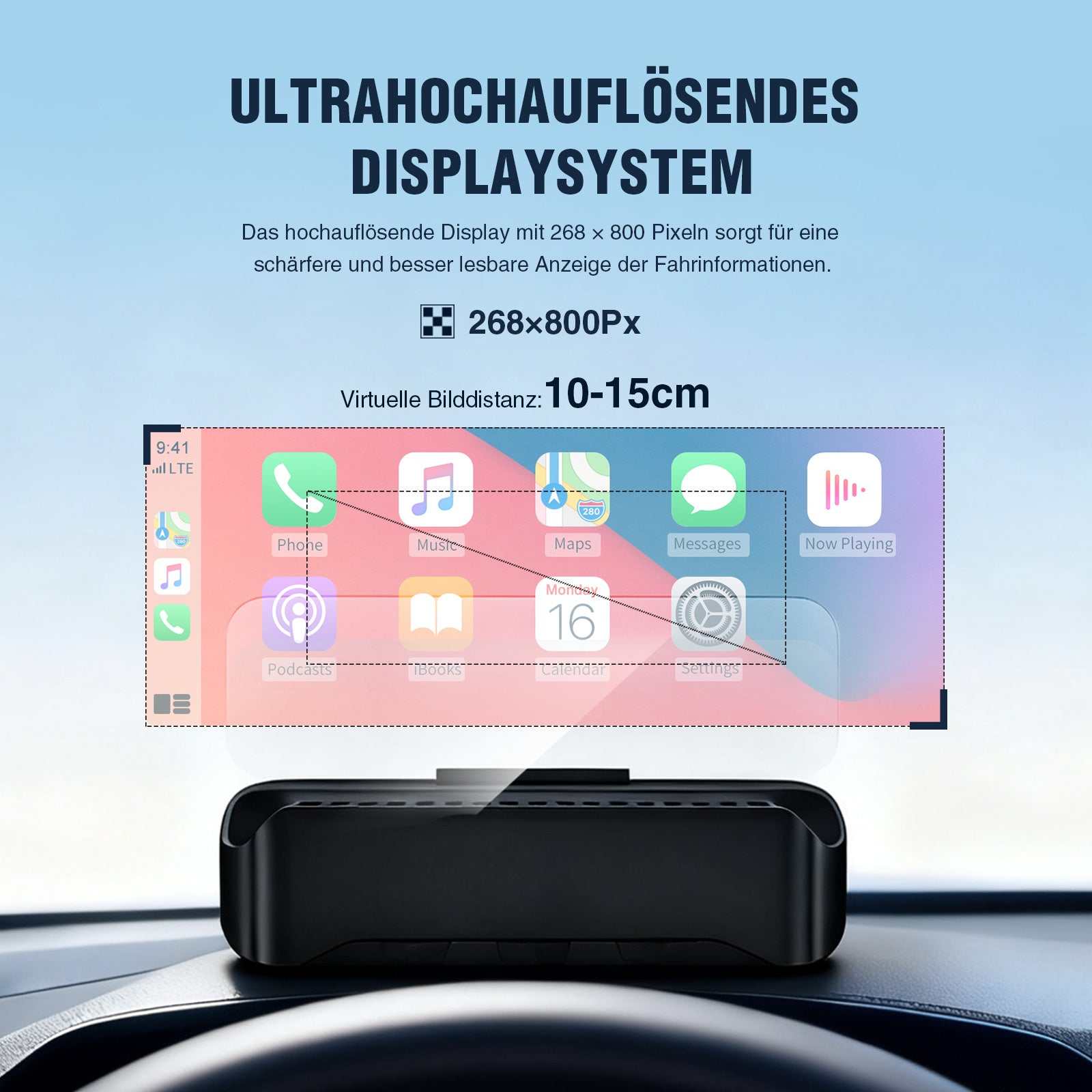 VIVIHUD V3 SE Head-up Display Kabelloses CarPlay Und Android Auto Hochauflösende Projektionsnavigation Bluetooth Musiksteuerung