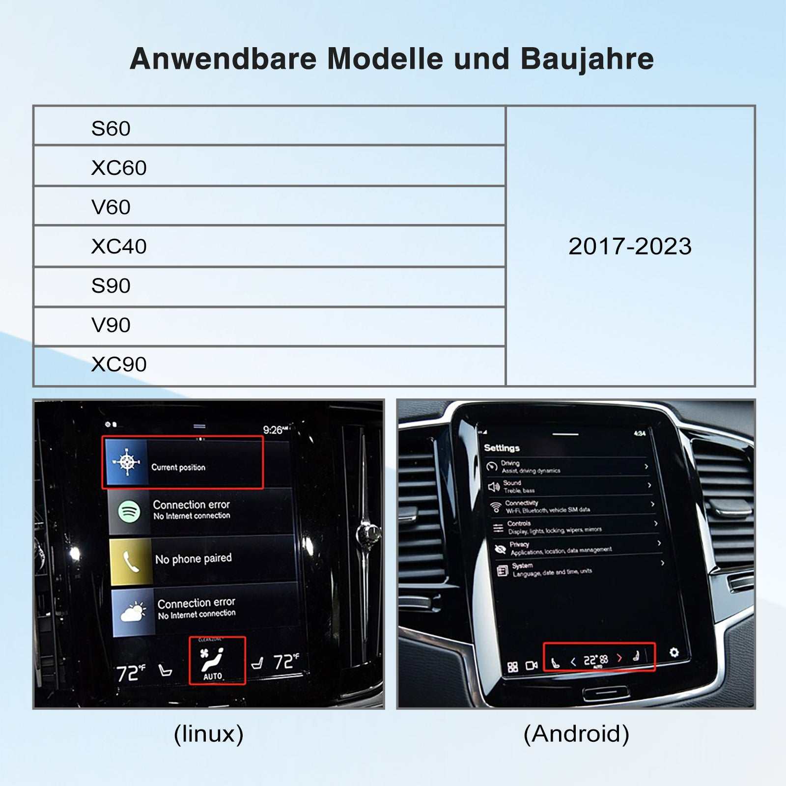 Ewaying Wireless Full Screen Carplay For Volvo XC90 XC60 XC40 S60 S90 V60 Android Auto Camera Hicar Bluetooth Ｍodule Box
