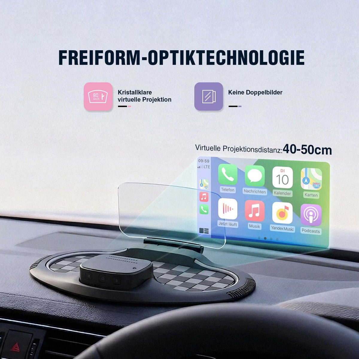 VIVIHUD Wireless CarPlay Android Auto V5 Ultra HUD Für Auto Head-Up Display Mit OBD Dashboard Im Fahrzeug Bluetooth GPS Navigation Geschwindigkeit