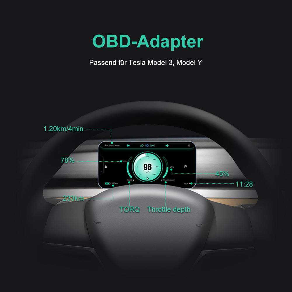 Tesla OBD APP Adapter Fro Model 3 & Y Scan My Tesla Drehmoment Pferdestärke Temperaturen Elektrizität - Ewaying DEUTSCHLAND