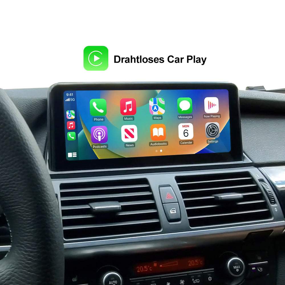 10,25 "kabelloses Apple CarPlay + Android Auto für BMW X5 X6 E70 E71 E72 CCC / CIC GPS-Navigation Head Unit.