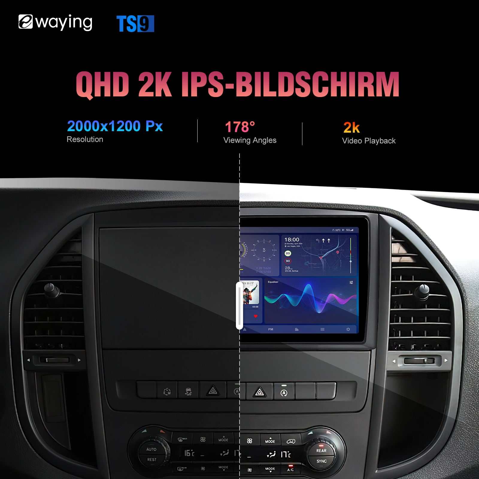 Android-Autoradio für Mercedes-Benz Vito 10.1” 2K HD Touchscreen WiFi Bluetooth DSP Audio TS9 CarPlay Stereo