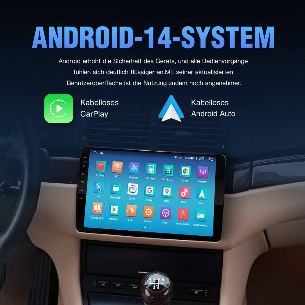 Android 14 Wireless CarPlay Android Auto für BMW E46 325i M3 Limousine Autoradio-Tuning-Player