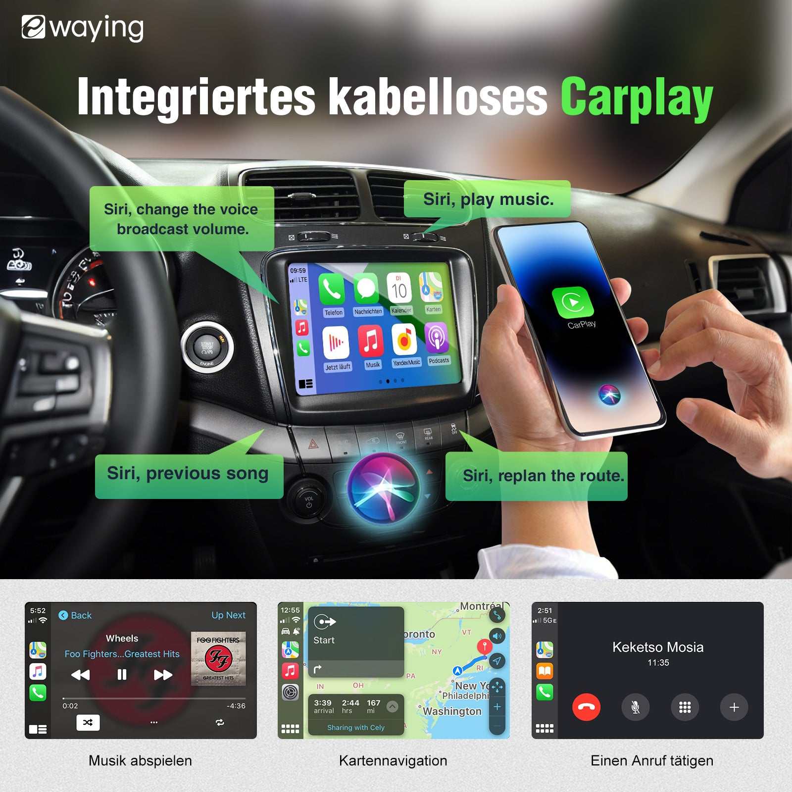 Drahtloses CarPlay Android Auto-Modul für Maserati Quattroporte Ghibli Dodge Journey Challenger Chrysler 300c Fiat Freemont