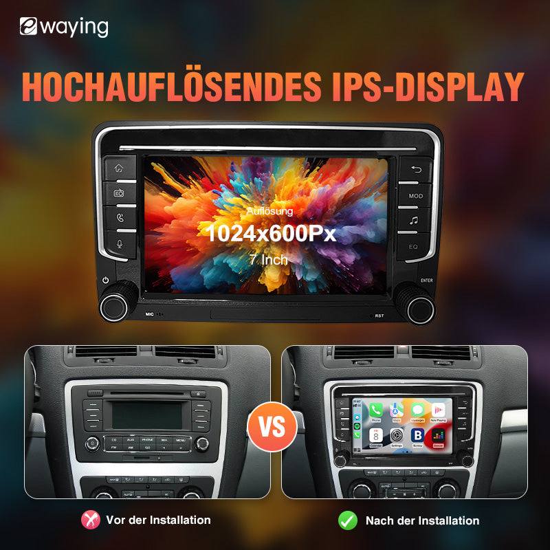 Drahtloses CarPlay-Bildschirm 7" IPS Bildschirm für VW Volkswagen POLO GOLF 6 PASSAT CC JETTA TIGUAN TOURAN Auto DVD Player