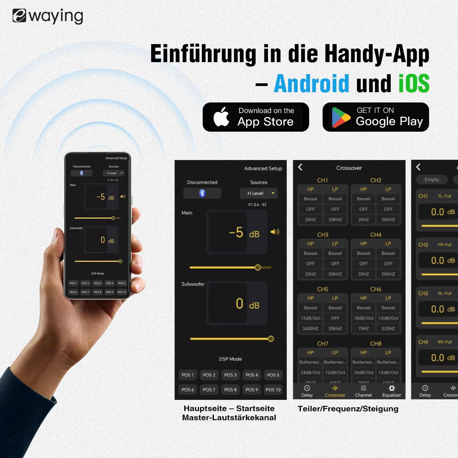 HiFi DSP Verstärker integriert 10 Kanäle kompatibel mit optischer Ethernet-Audiobox und Android-Bildschirm mit Koaxialausgang