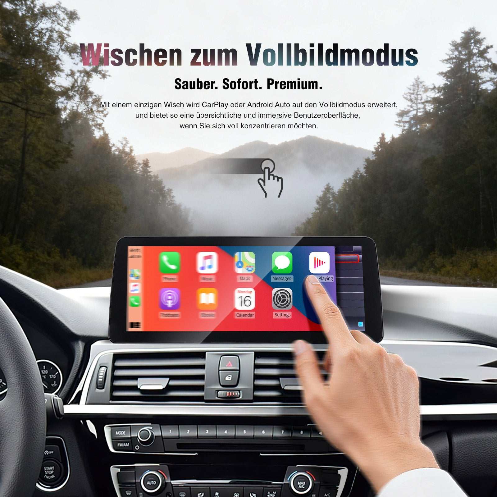 Kabelloses Apple CarPlay + Android Auto für BMW Series3 4 F30 F31 F34 F32 F33 F36 F80 Bildschirm 10,25"
