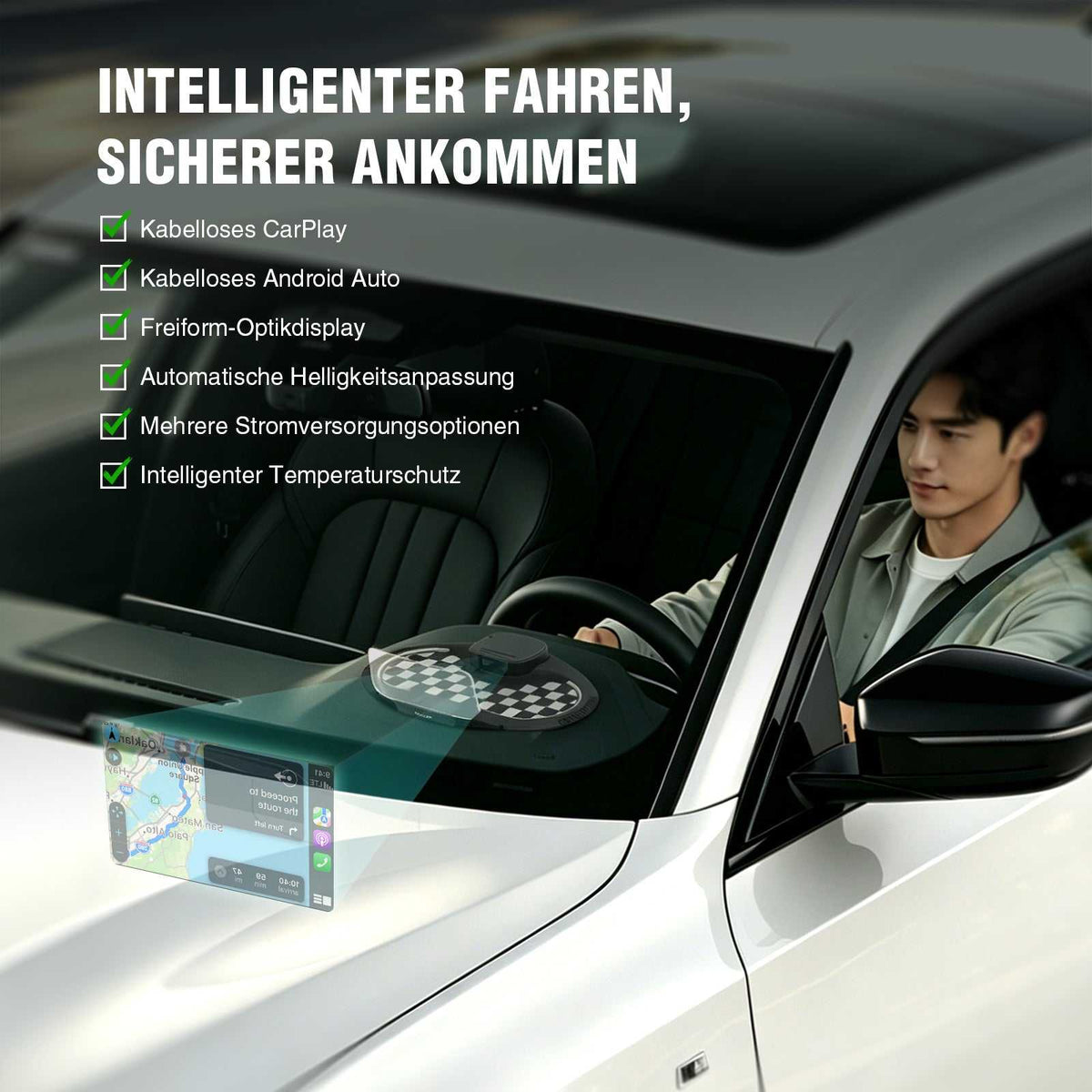 VIVIHUD Wireless CarPlay Android Auto V5 Ultra HUD Für Auto Head-Up Display Mit OBD Dashboard Im Fahrzeug Bluetooth GPS Navigation Geschwindigkeit