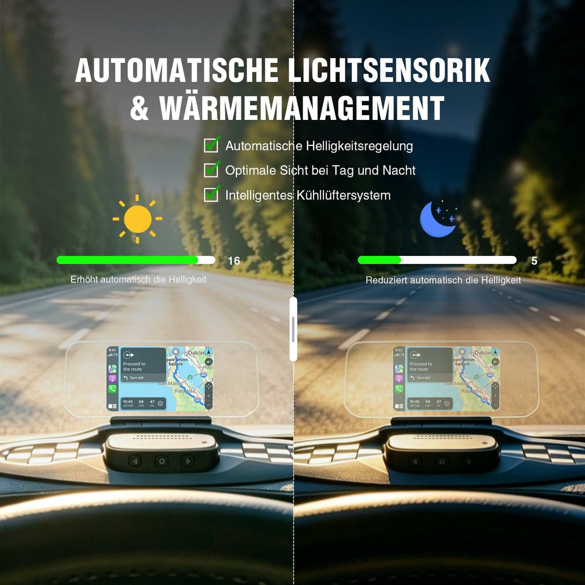 VIVIHUD Wireless CarPlay Android Auto V5 Ultra HUD Für Auto Head-Up Display Mit OBD Dashboard Im Fahrzeug Bluetooth GPS Navigation Geschwindigkeit