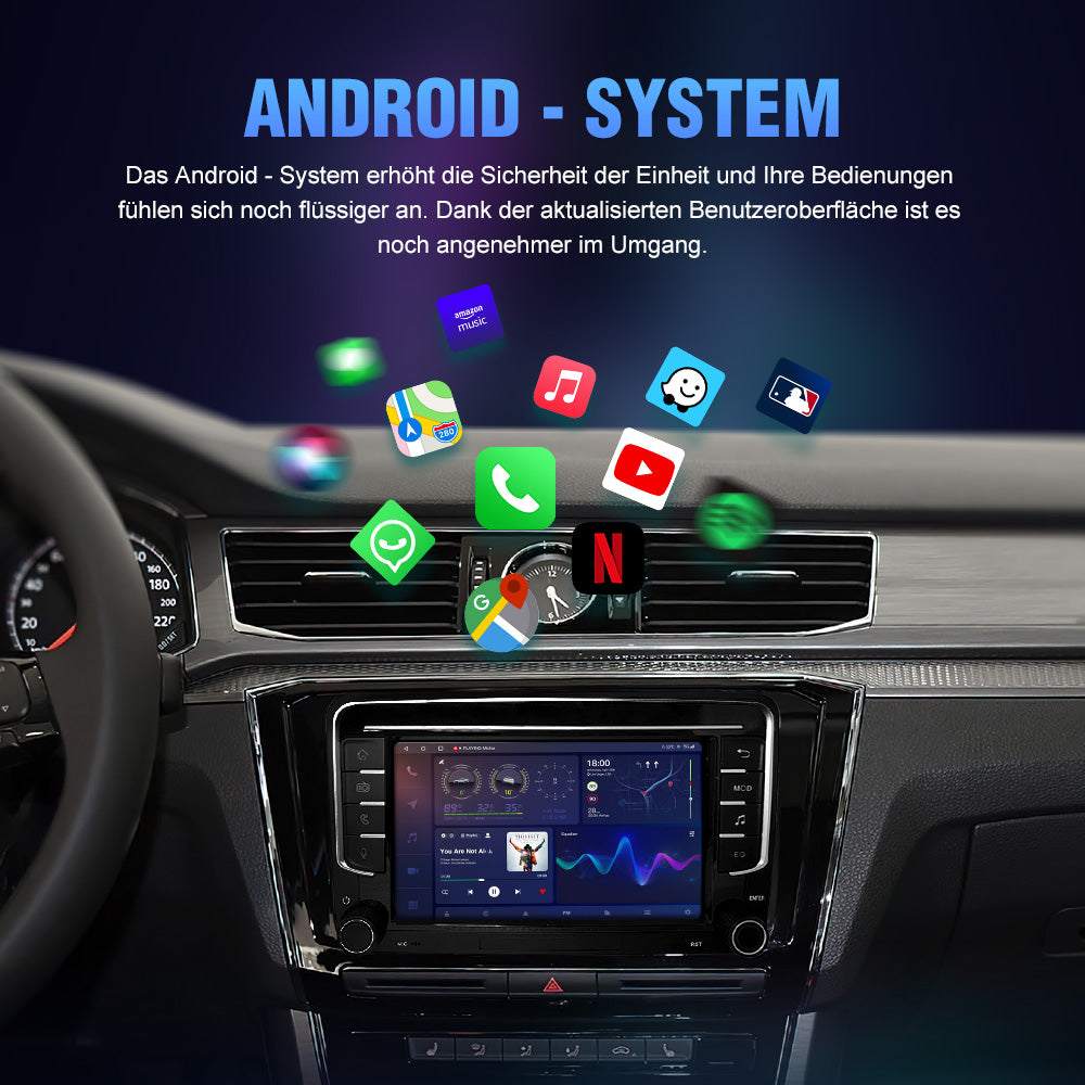 7 Zoll Android 13 Navigation DTS Pure Digital DSP Verstärker-Upgrade für Volkswagen POLO GOLF PASSAT B6 SEAT Leon Skoda Integriertes kabelloses Carplay und Android Auto