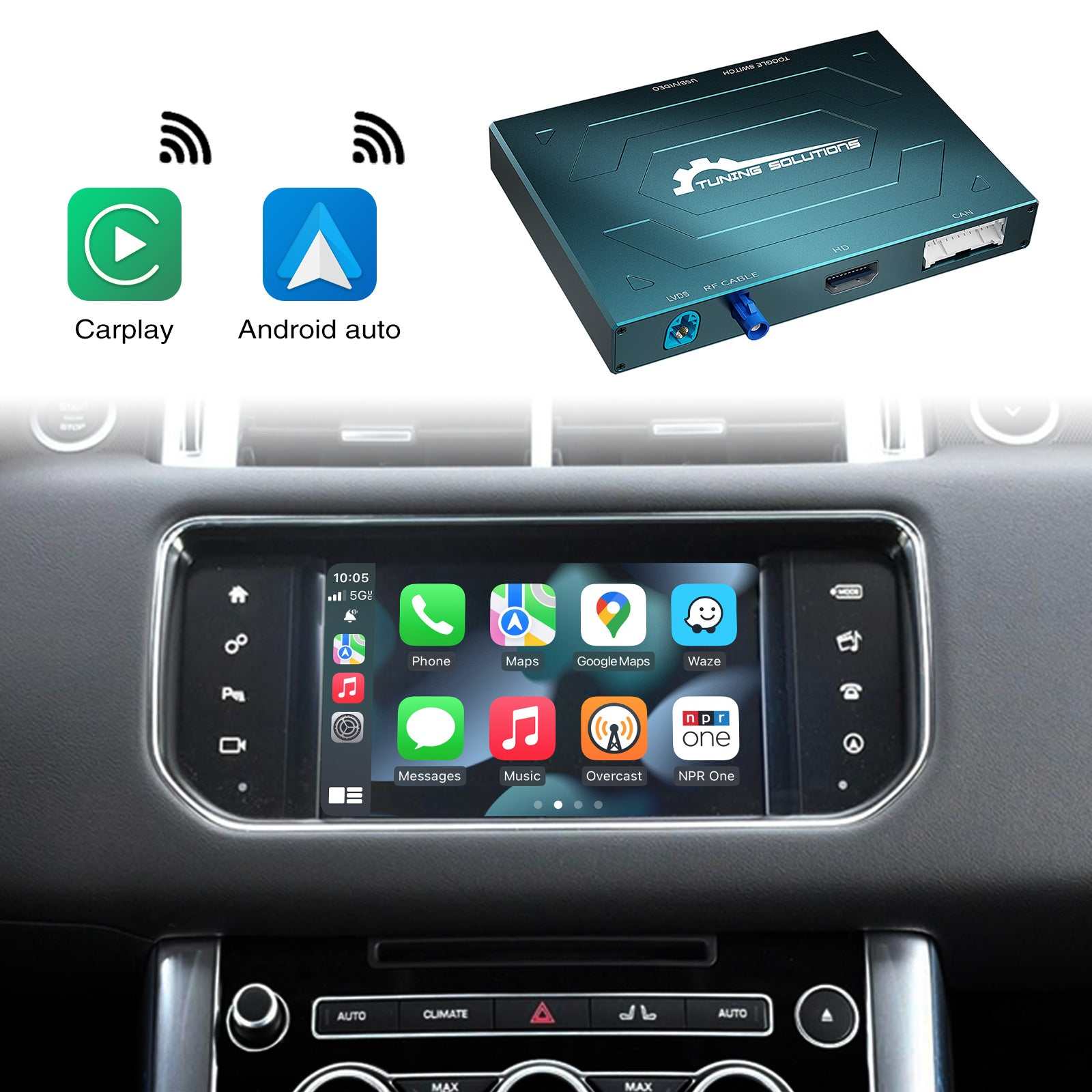 Drahtlose Apple Carplay Android Auto Box für Land Rover Range Rover Evoque iOS Support Map Music Youtube Car Retrofit