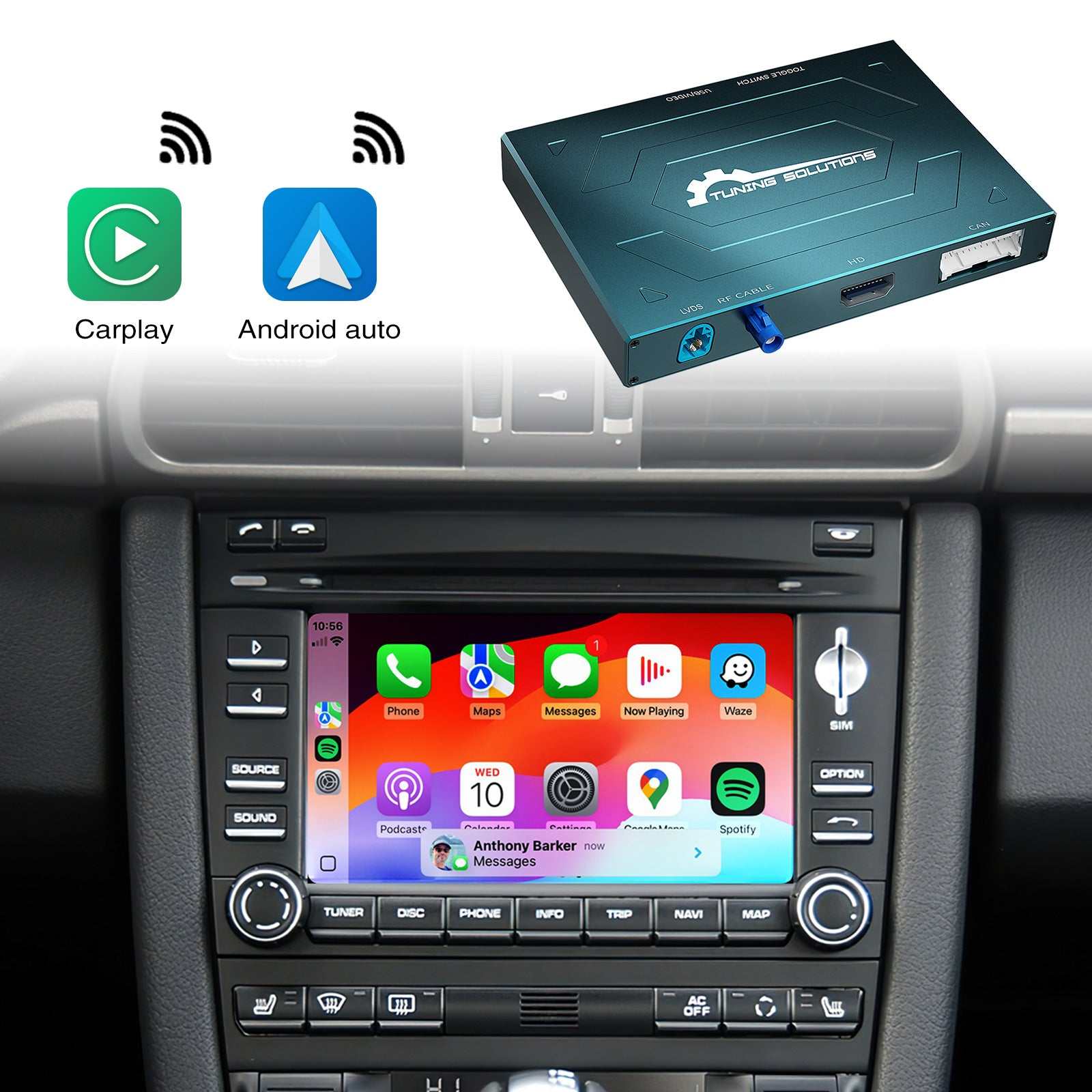 Wireless CarPlay Android Auto MMI Schnittstellenadapter Prime Nachrüstsatz für Porsche 911 Boxster Cayman Macan Cayenne Panamera PCM3.0