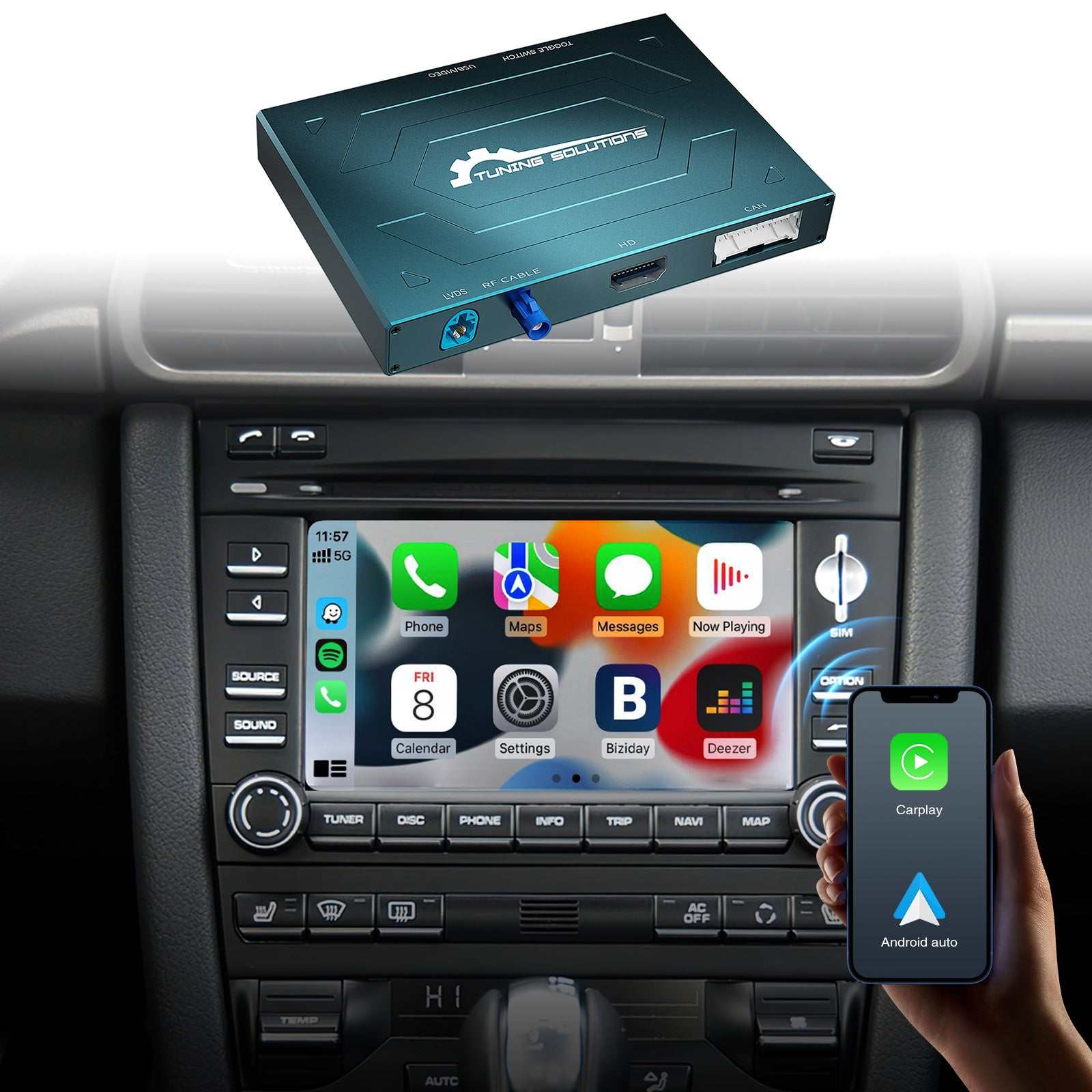 Wireless CarPlay Android Auto MMI Schnittstellenadapter Prime Nachrüstsatz für Porsche 911 Boxster Cayman Macan Cayenne Panamera PCM3.0