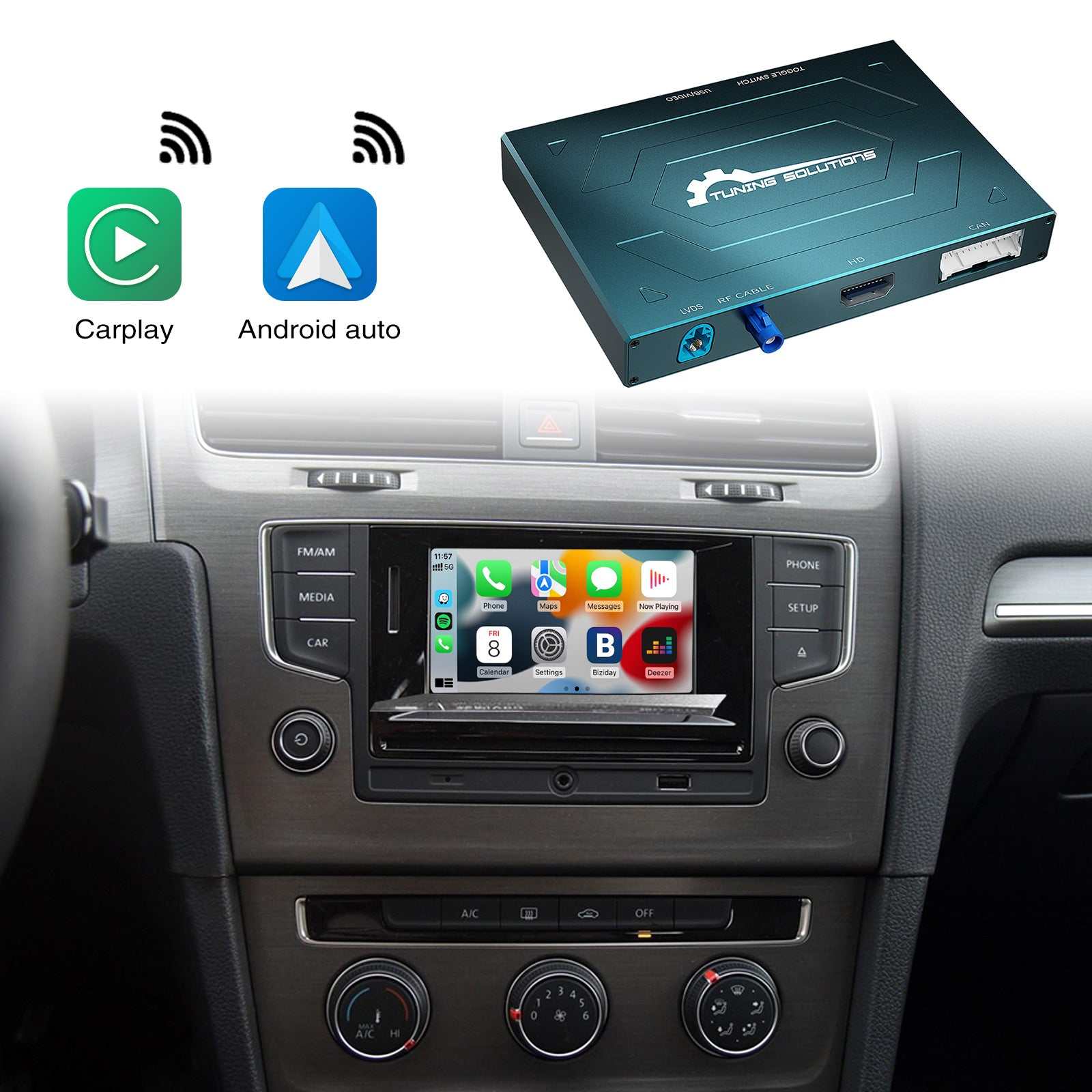 Kabellos CarPlay Android Auto MMI Prime Nachrüstung für Volkswagen VW Golf/Passat/Lingdu/Tiguan/Teramont 2014-2018 Upgrade Interface Box