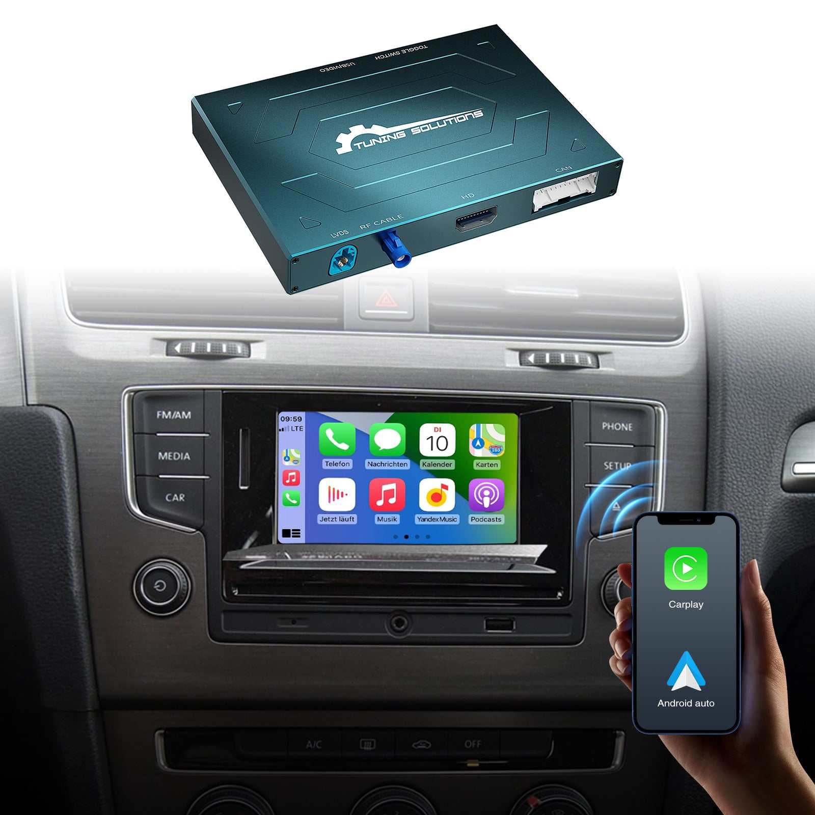 Kabellos CarPlay Android Auto MMI Prime Nachrüstung für Volkswagen VW Golf/Passat/Lingdu/Tiguan/Teramont 2014-2018 Upgrade Interface Box