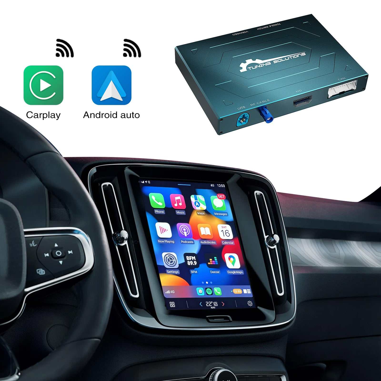 Ewaying Wireless Full Screen Carplay For Volvo XC90 XC60 XC40 S60 S90 V60 Android Auto Camera Hicar Bluetooth Ｍodule Box