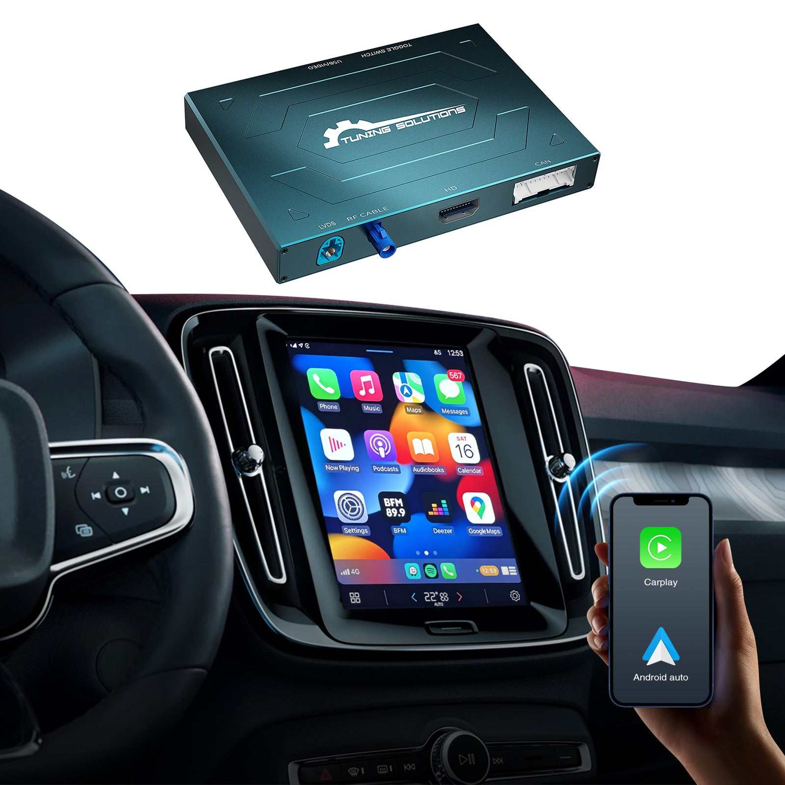 Ewaying Wireless Full Screen Carplay For Volvo XC90 XC60 XC40 S60 S90 V60 Android Auto Camera Hicar Bluetooth Ｍodule Box