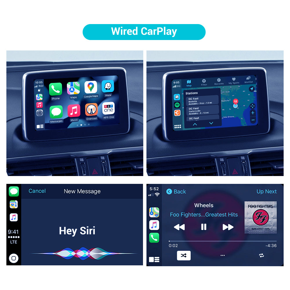 Kabelgebundenes CarPlay Android Auto USB Adapter Hub für Mazda 2 6 3 CX3 CX5 CX9 MX5 2016-2020 unterstützt Karte Musik ursprüngliches System - Ewaying DEUTSCHLAND