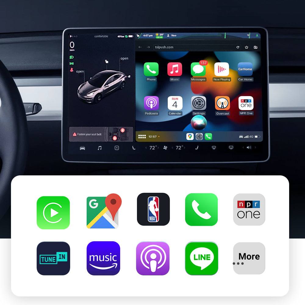 Apple Carplay & Android Auto Wifi Multimedia Box For Tesla Model S 3 X Y